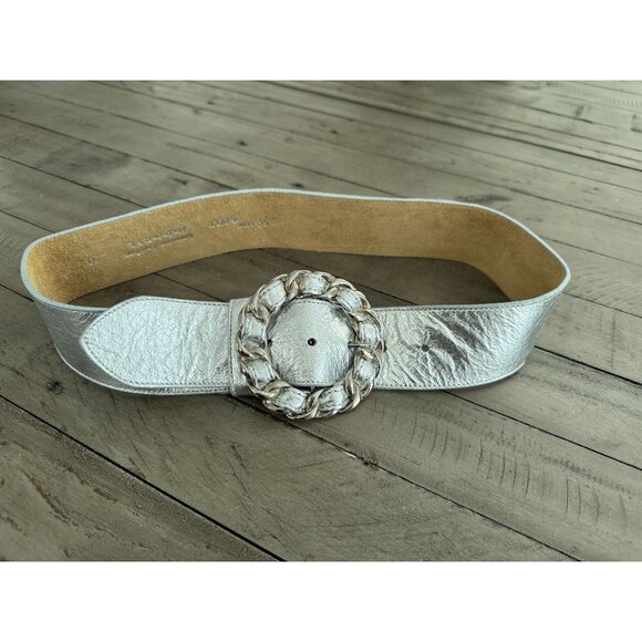 B-Low the Belt Silver Leather Belt - Picture 1 of 4